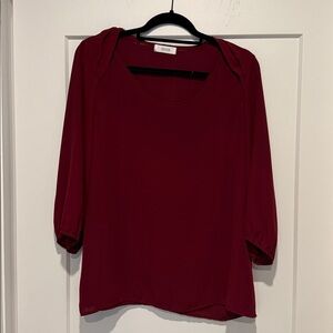 Burgundy 3/4 Sleeve Blouse